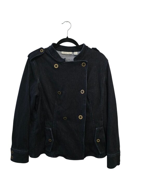 Coldwater Creek Double-Breasted Denim Jacket Womens M  Dark Wash - Picture 2 of 10